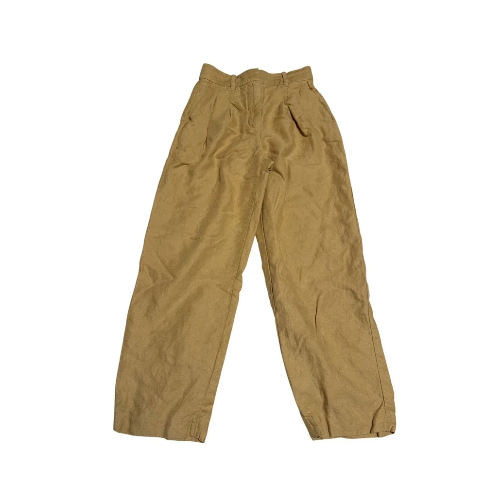 Wilfred Aritzia Carrot Linen Blend High Waisted Pants Size 0 Sandy Beige